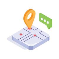 Trendy isometric icon of location map in modern style vector