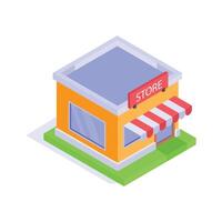 Trendy isometric icon of shop building in modern style vector