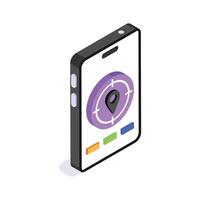 Mobile navigation, location target isometric vector
