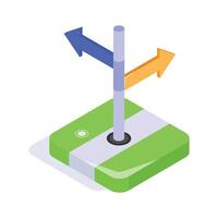 Signpost with multiple directional arrows at crossroads vector