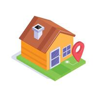 Grab this modern isometric icon of home location vector