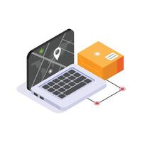 Take a look at this amazing icon of delivery route isometric vector