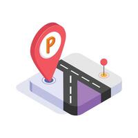 Get this amazing icon of parking location isometric icon vector