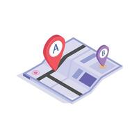 Map route isometric design, isolated on white background vector