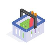 A filled shopping basket symbolizing a collection of purchased items vector