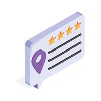 Map interface showing user reviews and star ratings for locations vector