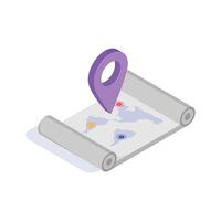 Map scroll with a location pin marking a specific place vector