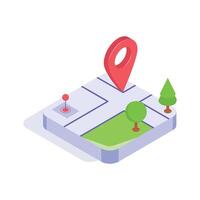 Trendy isometric icon of location map in modern style vector