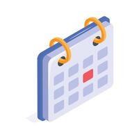 An isometric icon of calendar in modern design style vector