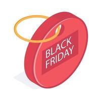 Black friday label isometric , sales and promotions vector
