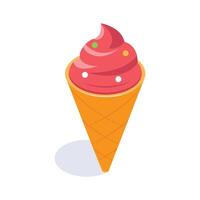 An isometric icon of ice cream cone in modern design style vector