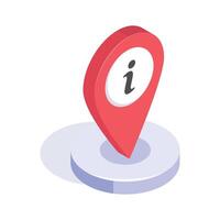 Pin marker with an information symbol indicating a location vector