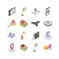 Get this creatively designed amazing maps and navigation isometric icons vector