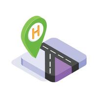 An isometric icon of hospital location, ready for premium use vector