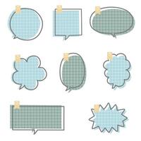 collection set of cute doodle hand draw colorful pastel color speech bubble balloon with bookmark, think speak talk text box banner vector