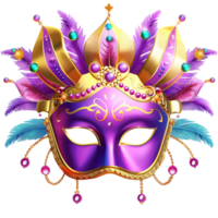 Venetian mask with feathers isolated on transparent background png