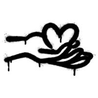 Spray Painted Graffiti Hand with love icon icon Sprayed isolated with a white background. vector