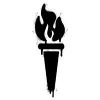 Spray Painted Graffiti Torch symbol Sprayed isolated with a white background. graffiti Torch icon with over spray in black over white. vector