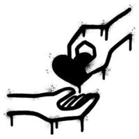 Spray Painted Graffiti donation symbol Sprayed isolated with a white background. graffiti donation icon with over spray in black over white. vector