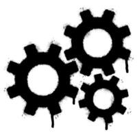Spray Painted Graffiti Gear icon Sprayed isolated with a white background. vector