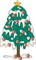 Merry Christmas Tree With Snow Card Illustration Graphic Element Art vector