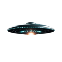 A UFO hovers against the night sky. png