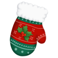 Retro Christmas mittens with old-fashioned knitted designs, perfect for adding warmth. png