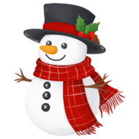 Nostalgic Snowman with a Plaid Scarf and Top Hat for a Retro Christmas Feel png