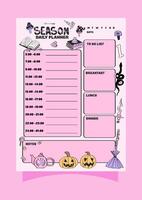 Pink halloween daily planner with a to do list and notes. vector