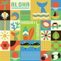 Geometric modern Hawaii summer Bauhaus background pattern. Abstract nature vector