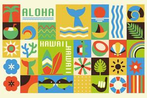 Geometric modern Hawaii summer Bauhaus background pattern vector