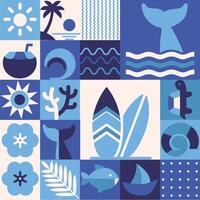 Geometric modern Hawaii summer Bauhaus background pattern silhouette vector