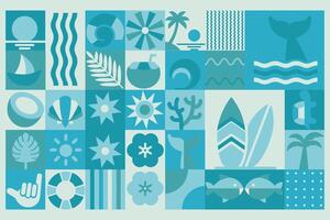 Geometric abstract modern Hawaii summer Bauhaus background pattern silhouette vector