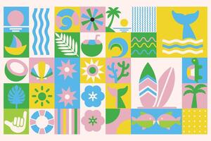 Geometric modern Hawaii summer Bauhaus background pattern. Abstract nature in flat vector