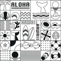 Geometric abstract modern Hawaii summer Bauhaus background pattern outline vector