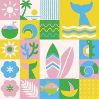 Geometric abstract modern Hawaii summer Bauhaus background pattern vector