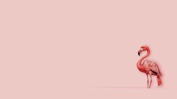 Pink flamingo isolated on pink background. Party banner, web poster, template in paper cut style with copy space for your text vector