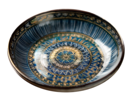 Close-Up of a Ceramic Plate with Intricate Design and Glossy Finish png