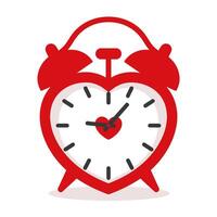 Red alarm clock in the shape of a heart vector