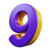 The number 9 is shown in purple and yellow png