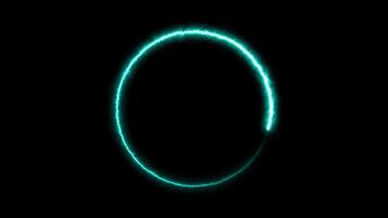 Animation of Blue neon light circle frame glowing border. Stylish neon frame Animation on Black Background video