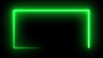 Green Glowing Neon rectangle frame loop animation, rectangle Animation on black background video