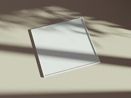 Empty framed canvas for mockups and art illustrations with shadow photo