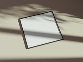 Empty framed canvas for mockups and art illustrations with shadow photo
