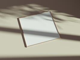 Empty framed canvas for mockups and art illustrations with shadow photo