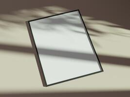Empty framed canvas for mockups and art illustrations with shadow photo
