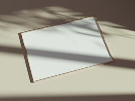 Empty framed canvas for mockups and art illustrations with shadow photo
