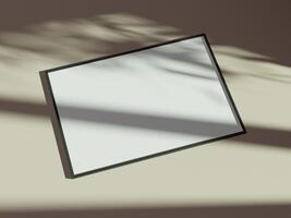 Empty framed canvas for mockups and art illustrations with shadow photo