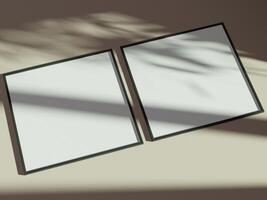 Empty framed canvas for mockups and art illustrations with shadow photo