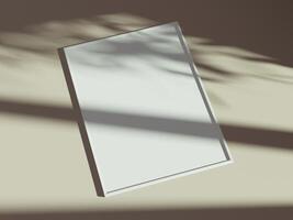 Empty framed canvas for mockups and art illustrations with shadow photo